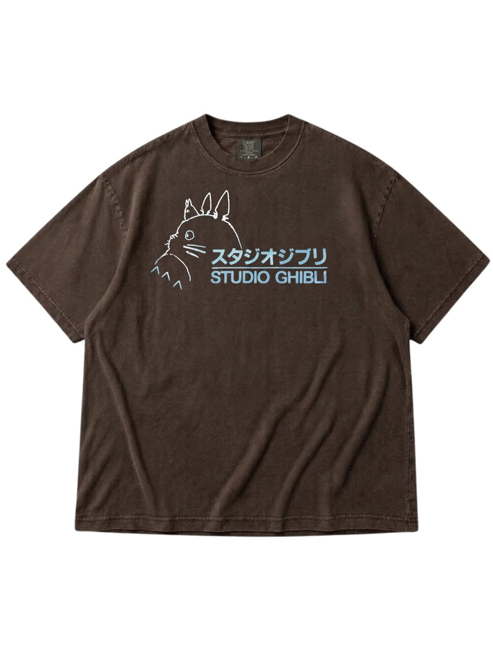 Comfort Colors Espresso Studio Ghibli Totoro Tee with Light Blue Graphic